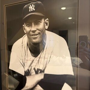Framed Black and White Baseball Photograph